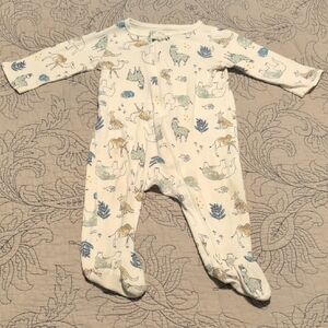 Carter's White and Blue Animal Print Footie